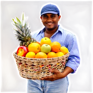 Farmer With Fruit Basket Png Nkt PNG image