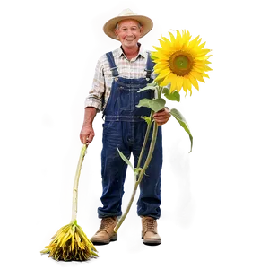 Farmer With Sunflower Png Qvy PNG image