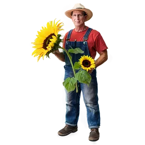 Farmer With Sunflower Png Yap PNG image