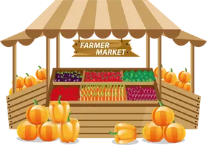 Farmers Market Stand Illustration PNG image