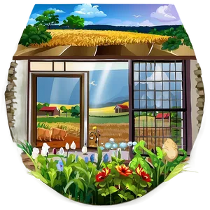 Farmhouse Scenery PNG Bvg66