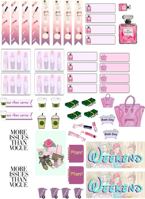 Fashion Planner Stickers Collection PNG image