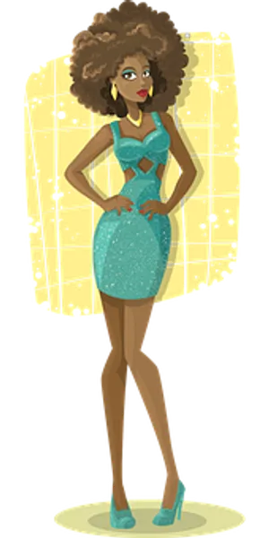 Fashionable_ Animated_ Woman_ Sparkling_ Dress