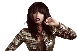 Fashionable Brunettewith Dark Lipstick PNG image