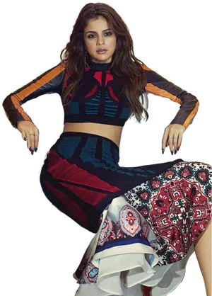 Fashionable Posein Colorful Outfit PNG image