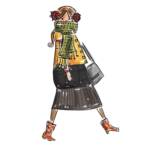 Fashionable Sketchof Woman Walking PNG image