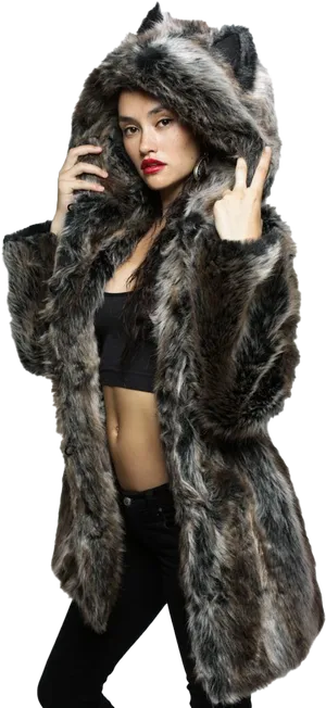 Fashionable Winter Coat Style PNG image