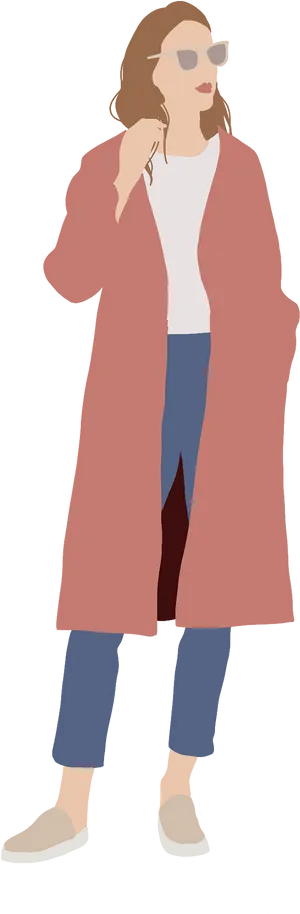 Fashionable Woman Standing Pose PNG