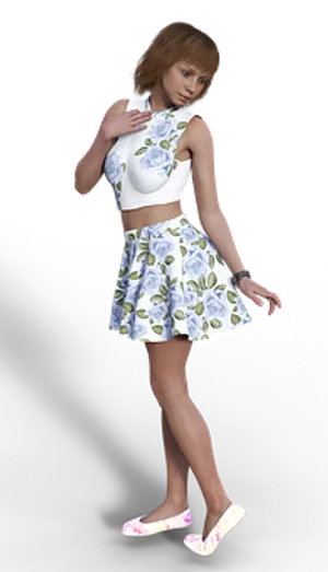 Fashionable3 D Rendered Woman Floral Outfit