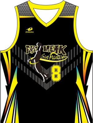 Fast Break San Francisco Basketball Jersey Design PNG image
