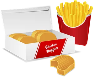Fast Food Chicken Nuggetsand Fries PNG image