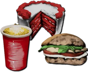 Fast Food Combo Cartoon Illustration PNG image