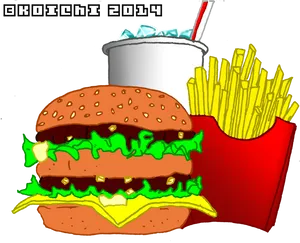 Fast Food Combo Illustration PNG image