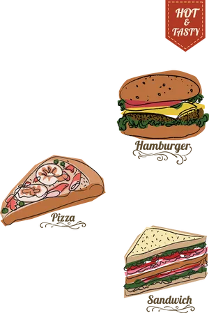 Fast Food Favorites Illustration PNG image