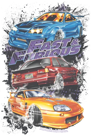 Fast Furious Iconic Cars Poster PNG image