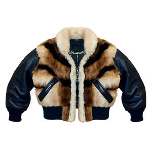 Faux Fur Bomber Jacket Cozy PNG Jbn