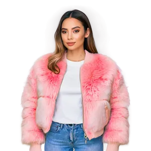 Faux Fur Bomber Jacket PNG Cnm6 PNG