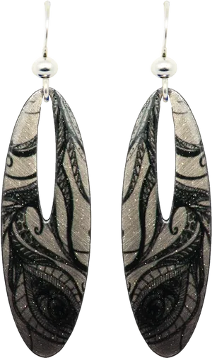 Feather Pattern Earrings PNG