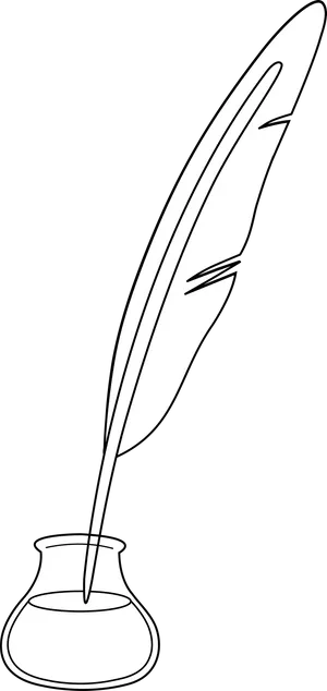 Feather Penand Inkwell Outline PNG image
