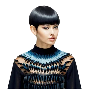 Feathered Bowl Haircut Design PNG Ogc70 PNG