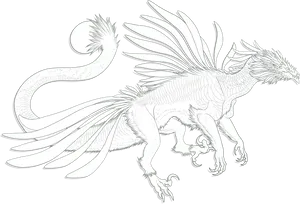 Feathered Dragon Sketch Artwork PNG