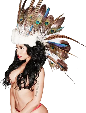 Feathered Headdress Portrait PNG image