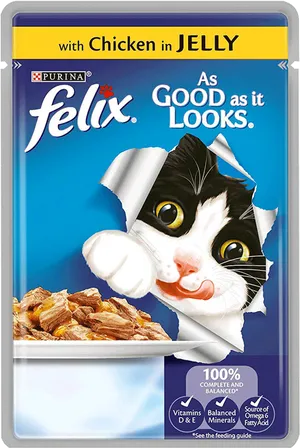 Felix Cat Food Chickenin Jelly Packaging PNG image