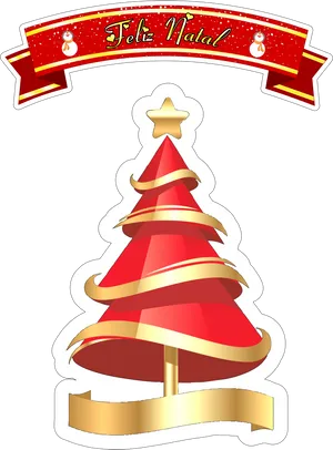 Feliz Natal Red Christmas Tree Graphic PNG image