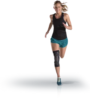 Female Athlete Running Prosthetic Leg PNG image