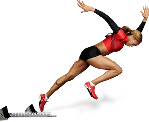 Female Athlete Sprinting Start PNG image