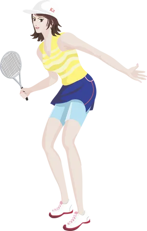 Female Badminton Player Action Pose PNG image