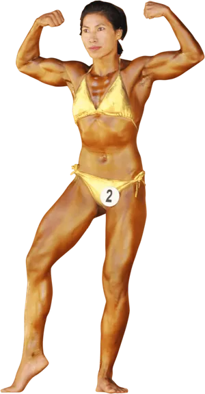 Female Bodybuilder Double Biceps Pose PNG image