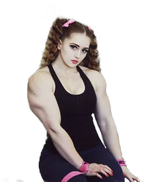 Female Bodybuilderin Workout Gear PNG image