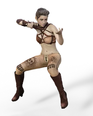 Female Character Fighting Stance PNG image