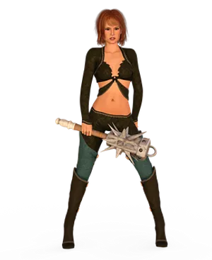 Female Character With Mace3 D Render