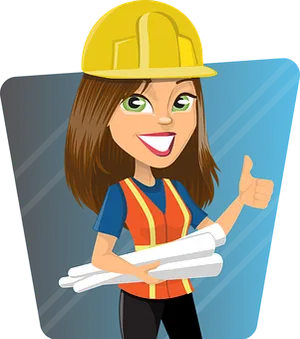 Female Construction Worker Cartoon Character