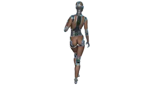 Female Cyborg Walking Away
