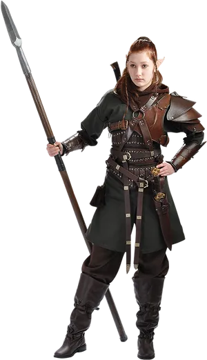 Female Elf Warrior Costume PNG image