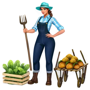Female Farmer Character PNG 05242024