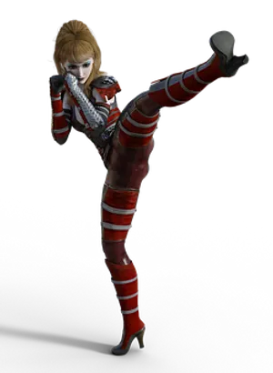 Female Fighter High Kick Pose