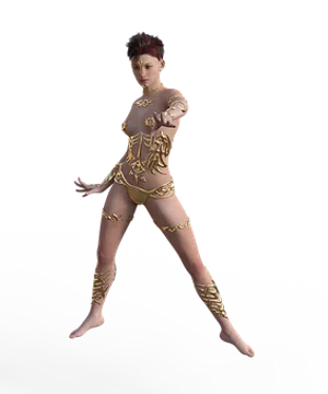 Female Fighterin Golden Attire