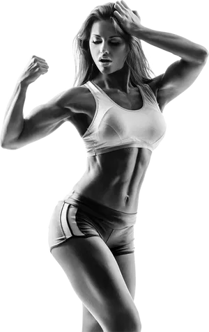 Female Fitness Model Showing Muscles PNG image