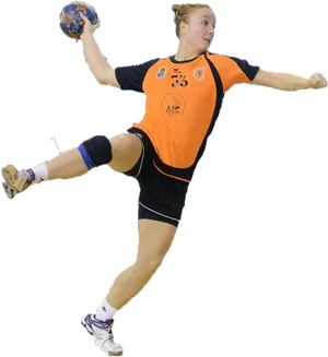 Female Handball Player Jump Shot PNG image