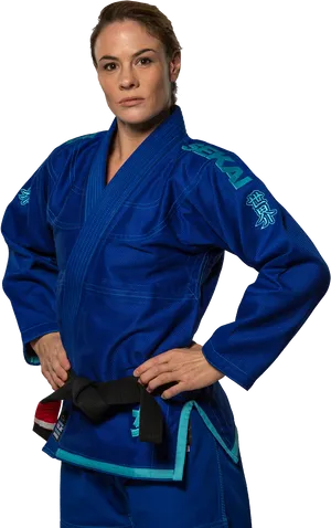 Female Jiu Jitsu Practitionerin Blue Gi PNG