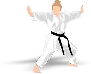 Female Karate Black Belt Stance PNG image