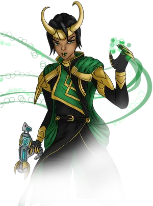 Female Loki Cosmic Powers Illustration PNG image