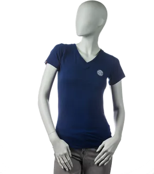 Female Mannequin Wearing Blue Tshirt PNG image