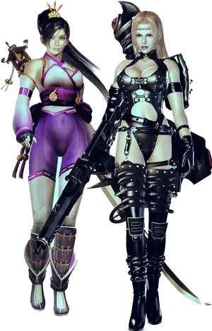 Female Ninja Duo Fantasy Characters PNG image