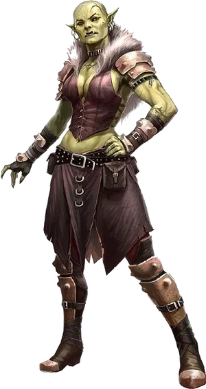 Female Orc Warrior Fantasy Art PNG