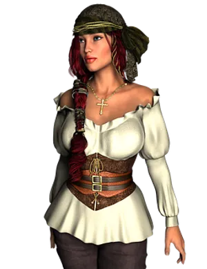 Female Pirate Character Portrait PNG